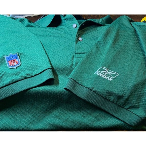 NFL Jets Team Apparel by Reebok Polo Mens Size Large Green Diamond Pattern - Picture 6 of 13